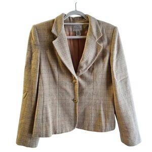 VTG Field‎ Manor Modern Classics Women's Plaid Wool Blend Blazer Jacket Size 10